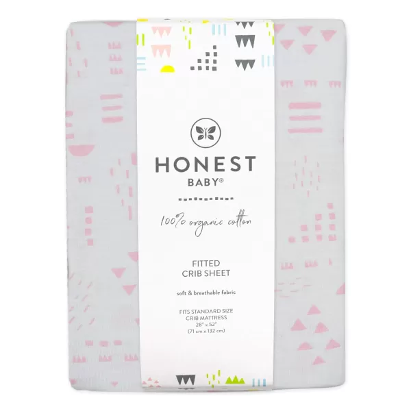 HonestBaby Organic Cotton Fitted Crib Sheet Pattern Play Gray Heather One SizePattern Play WhiteLight Blue One Size
