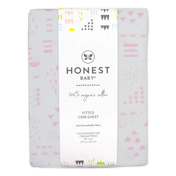 HonestBaby Organic Cotton Fitted Crib Sheet Pattern Play Gray Heather One SizePattern Play WhitePink One Size