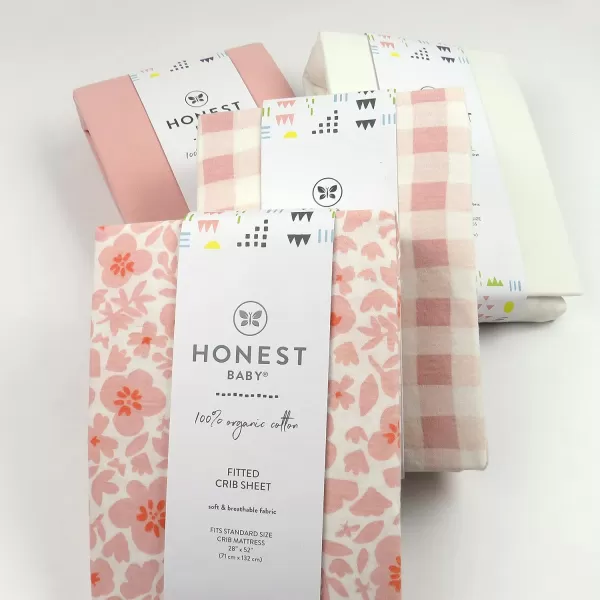 HonestBaby Organic Cotton Fitted Crib Sheet Pattern Play Gray Heather One SizePeach Skin Papercut Floral One Size