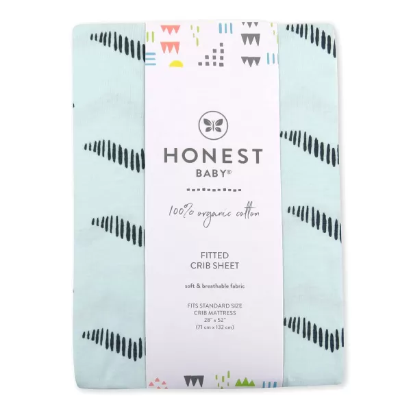 HonestBaby Organic Cotton Fitted Crib Sheet Pattern Play Gray Heather One SizePyramids Whispering Blue One Size