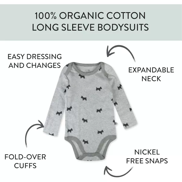 HonestBaby babygirls 5pack Long Sleeve Bodysuits Onepiece 100 Organic Cotton for Infant Baby Boys Unisex5pack Golden Argyle