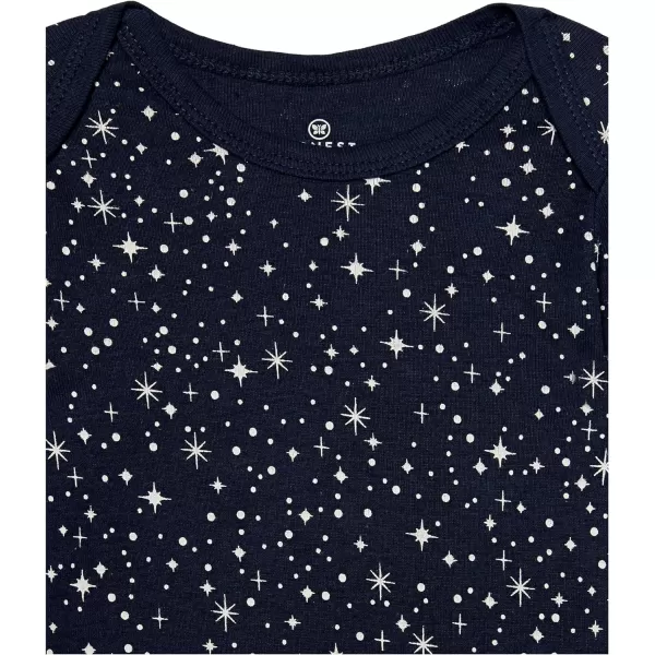 HonestBaby babygirls 5pack Long Sleeve Bodysuits Onepiece 100 Organic Cotton for Infant Baby Boys Unisex5pack Twinkle Star Navy