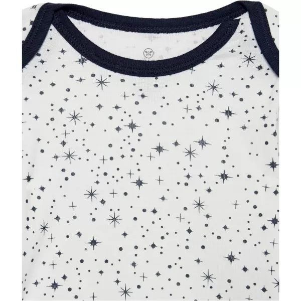 HonestBaby babygirls 5pack Long Sleeve Bodysuits Onepiece 100 Organic Cotton for Infant Baby Boys Unisex5pack Twinkle Star Navy