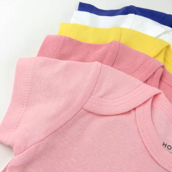 HonestBaby babygirls 5pack Short Sleeve Bodysuits Onepiece 100 Organic Cotton for Infant and Baby Girls Legacy5pack Pretty Pink