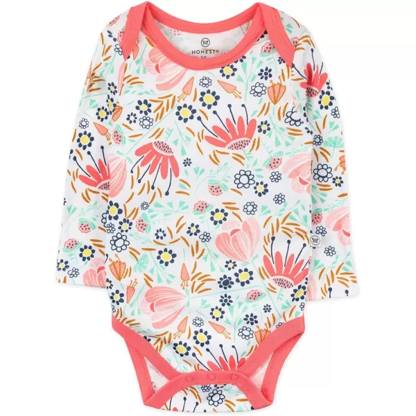HonestBaby babygirls Multipack Long Sleeve Bodysuits Onepiece Organic Cotton for Infant Baby Girls Legacy4pack Flower Power