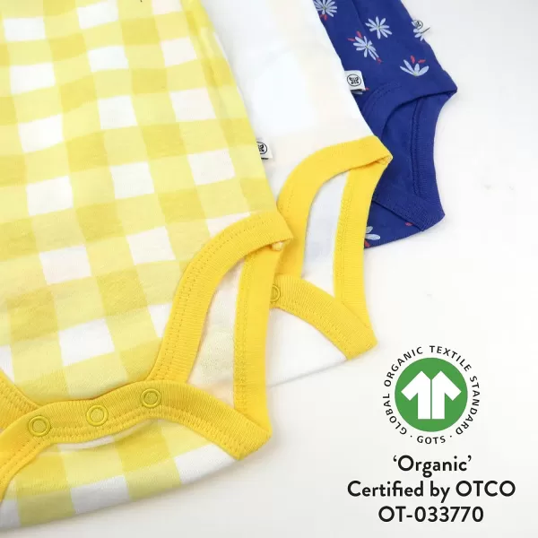 HonestBaby unisexbaby 3pack Long Sleeve Sidesnap Organic Cotton Kimono Bodysuits for Infant Baby Boys LegacyBaby Daisy Violet