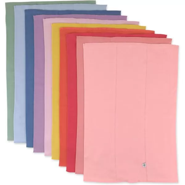 Honest Baby Baby Organic Cotton Knit Burp Cloths Multipack Painted Buffalo Navy Blue One Size10pack Rainbow Gems Pinks One Size