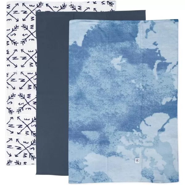 Honest Baby Baby Organic Cotton Knit Burp Cloths Multipack Painted Buffalo Navy Blue One Size3pack Watercolor World One Size