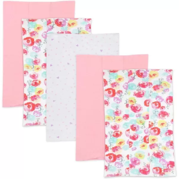 Honest Baby Baby Organic Cotton Knit Burp Cloths Multipack Painted Buffalo Navy Blue One Size5Pack Rose Blossom One Size