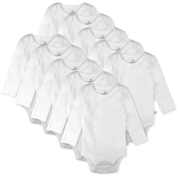 HonestBaby 10Pack Long Sleeve Bodysuits Onepiece 100 Organic Cotton for Infant Baby Boys Girls UnisexHonestly Pure White
