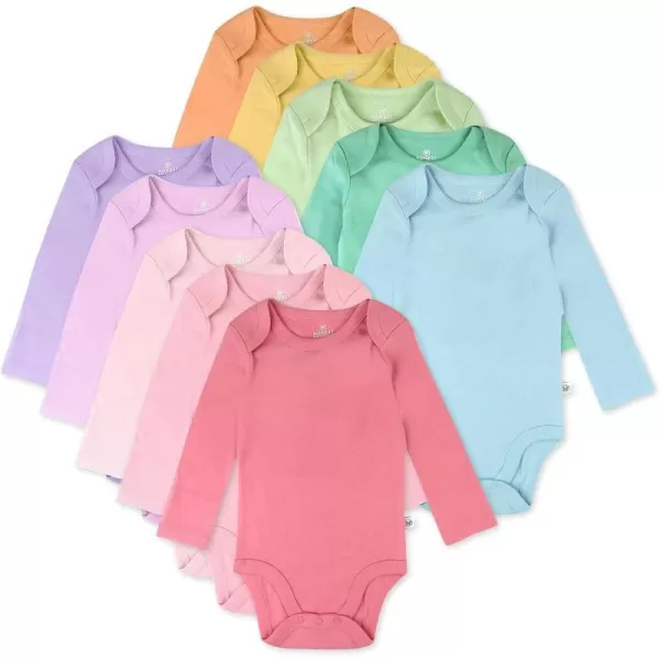 HonestBaby 10Pack Long Sleeve Bodysuits Onepiece 100 Organic Cotton for Infant Baby Boys Girls UnisexRainbow Pinks