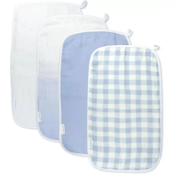HonestBaby Baby Organic Cotton Multilayer Burp Cloths Multipack Watercolor World One Size USOne Size 4Pack Blue Painted Buffalo Check
