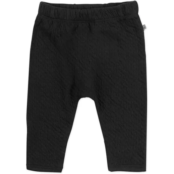 HonestBaby Matelasse Harem Pants Cozy Roomy Fit Pull on Bottoms 100 Organic Cotton for Infant Baby Boys Girls UnisexBlack