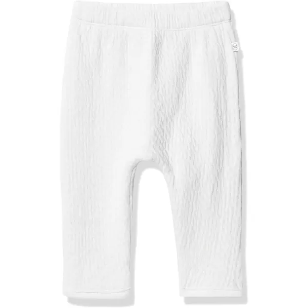 HonestBaby Matelasse Harem Pants Cozy Roomy Fit Pull on Bottoms 100 Organic Cotton for Infant Baby Boys Girls UnisexBright White