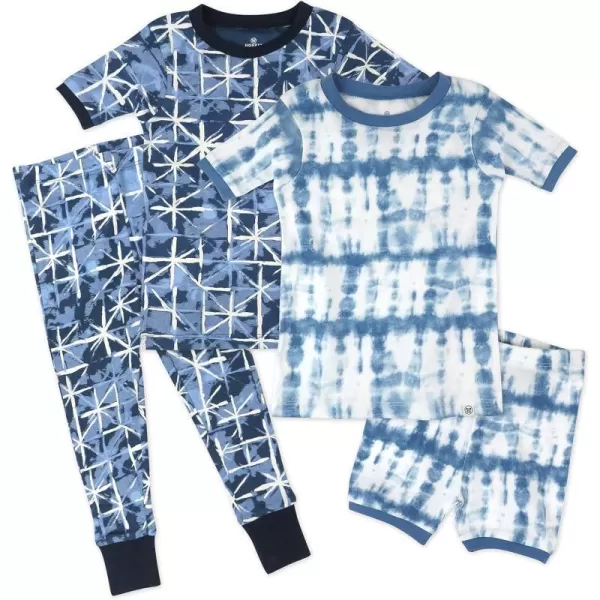 HonestBaby Multipack 2Piece Pajamas Sleepwear Pjs 100 Organic Cotton for Infant Baby Toddler Boys Unisex LegacyTie Dye Light Blue
