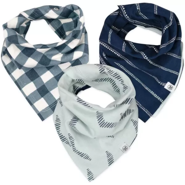 HonestBaby Multipack Reversible Bandana Drool Bibs Burpcloths Adjustable Snaps 100 Organic Cotton Legacy3pack Blue Painted Buffalo Check
