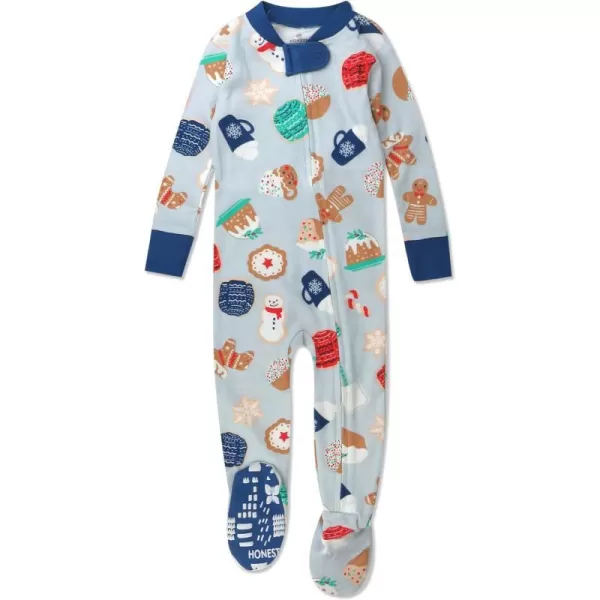 HonestBaby NonSlip Footed Holiday Pajamas OnePiece Sleeper ZipFront Pjs Organic Cotton for Baby Boys Girls UnisexEverything Nice