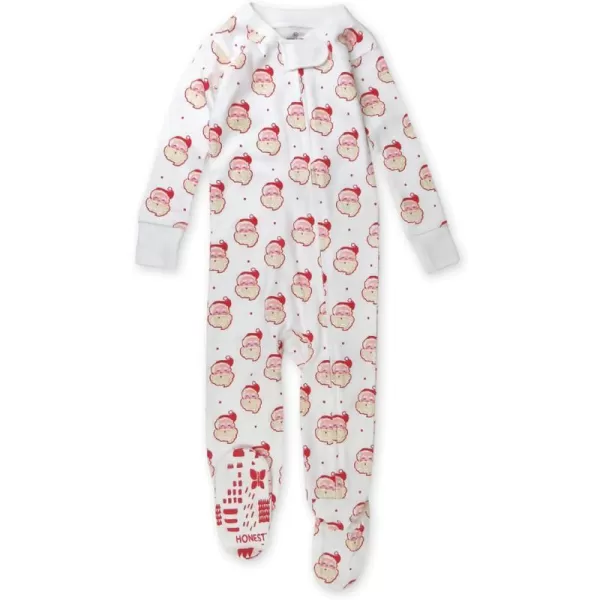 HonestBaby NonSlip Footed Holiday Pajamas OnePiece Sleeper ZipFront Pjs Organic Cotton for Baby Boys Girls UnisexHo Ho Ho