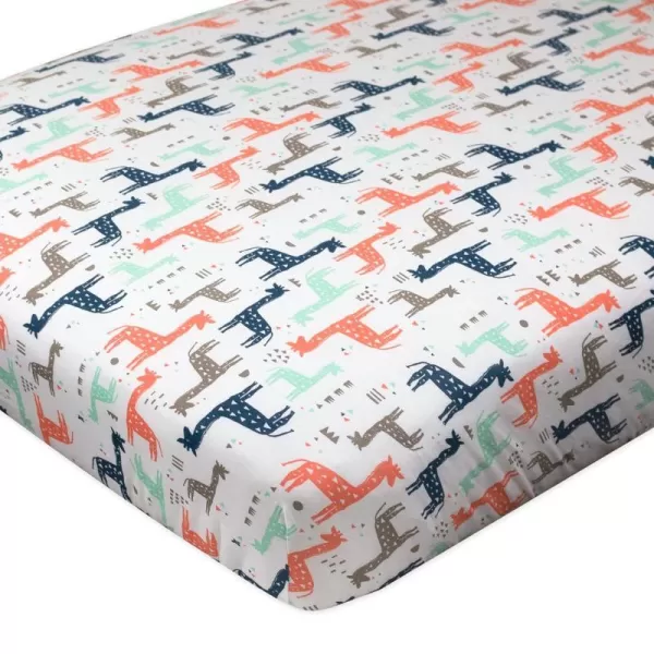 HonestBaby Organic Cotton Fitted Crib Sheet Pattern Play Gray Heather One SizeMulticolored Giraffes One Size