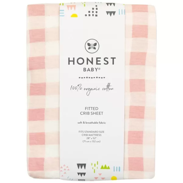 HonestBaby Organic Cotton Fitted Crib Sheet Pattern Play Gray Heather One SizePeach Skin Painted Buffalo Check One Size