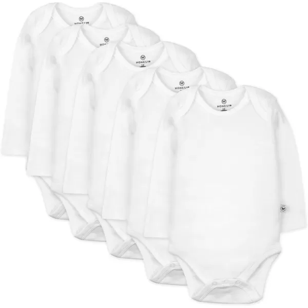 HonestBaby babygirls 5pack Long Sleeve Bodysuits Onepiece 100 Organic Cotton for Infant Baby Boys Unisex5pack Bright White