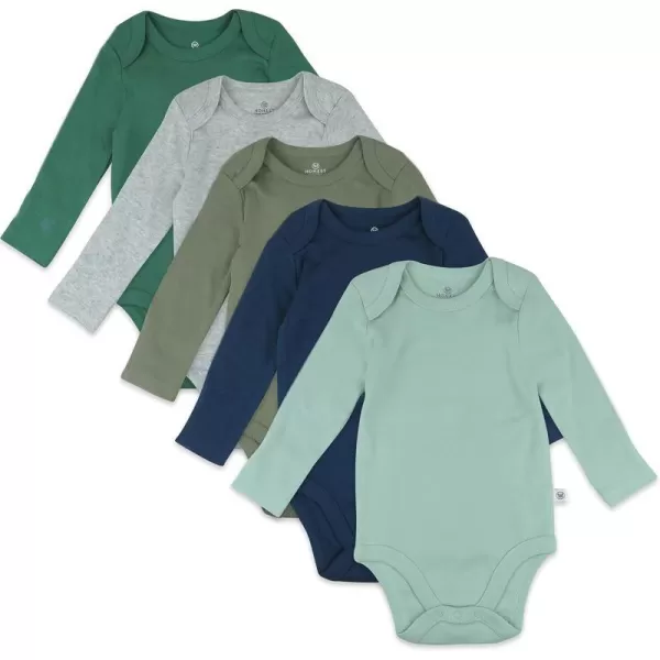 HonestBaby babygirls 5pack Long Sleeve Bodysuits Onepiece 100 Organic Cotton for Infant Baby Boys Unisex5pack Good Natured