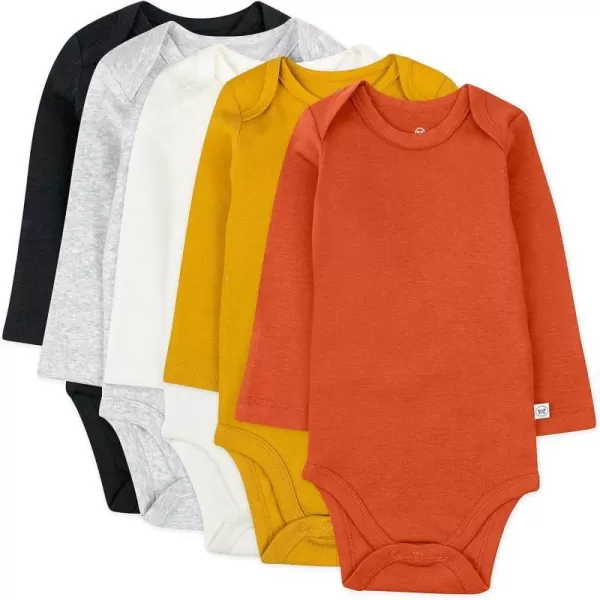 HonestBaby babygirls 5pack Long Sleeve Bodysuits Onepiece 100 Organic Cotton for Infant Baby Boys Unisex5pack Graphic Nature