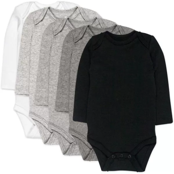 HonestBaby babygirls 5pack Long Sleeve Bodysuits Onepiece 100 Organic Cotton for Infant Baby Boys Unisex5pack Gray Ombre