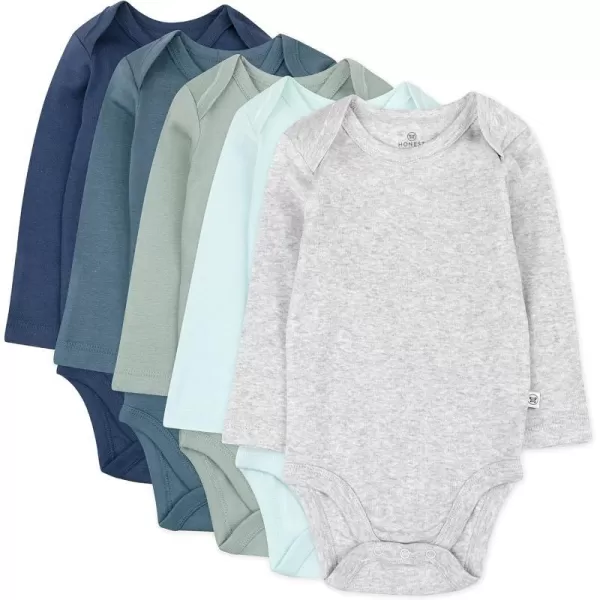 HonestBaby babygirls 5pack Long Sleeve Bodysuits Onepiece 100 Organic Cotton for Infant Baby Boys Unisex5pack Morning Mountains