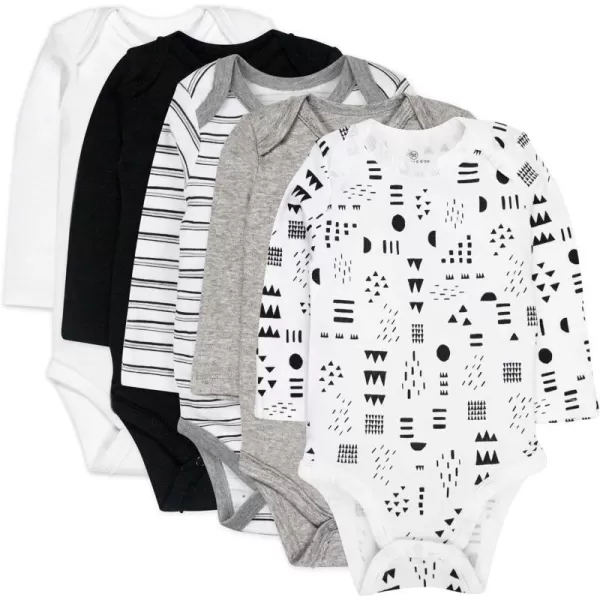 HonestBaby babygirls 5pack Long Sleeve Bodysuits Onepiece 100 Organic Cotton for Infant Baby Boys Unisex5pack Pattern Play