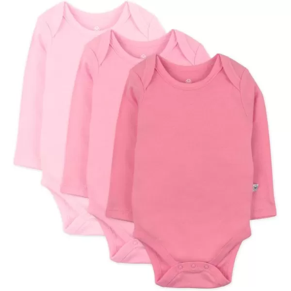HonestBaby babygirls Multipack Long Sleeve Bodysuits Onepiece Organic Cotton for Infant Baby Girls Legacy3pack Pink Ombre