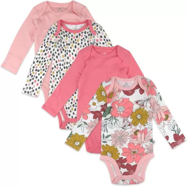 HonestBaby babygirls Multipack Long Sleeve Bodysuits Onepiece Organic Cotton for Infant Baby Girls Legacy4pack Color Me Happy