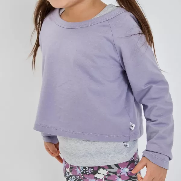 HonestBaby Fashion Outfit Sets Tops and Bottoms 100 Organic Cotton for Baby and Toddler Girls2 Jumbo Floral Dustypurple
