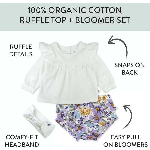 HonestBaby Fashion Outfit Sets Tops and Bottoms 100 Organic Cotton for Baby and Toddler Girls3 Jumbo Floral Lilac