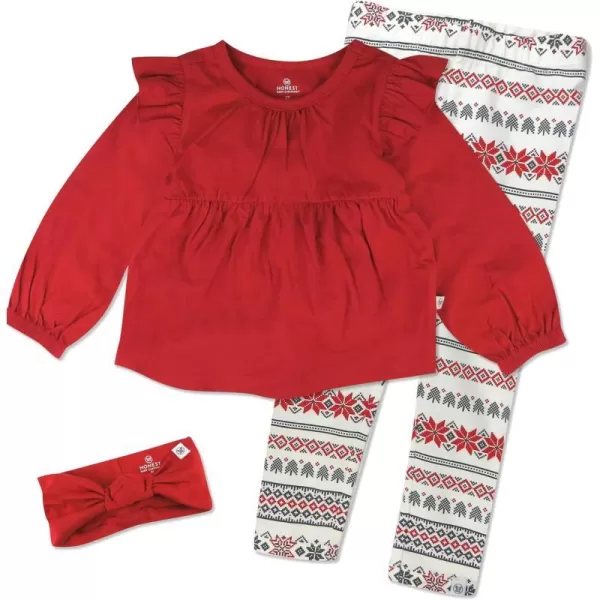 HonestBaby Fashion Outfit Sets Tops and Bottoms 100 Organic Cotton for Baby and Toddler Girls3 Fairisle Ivory