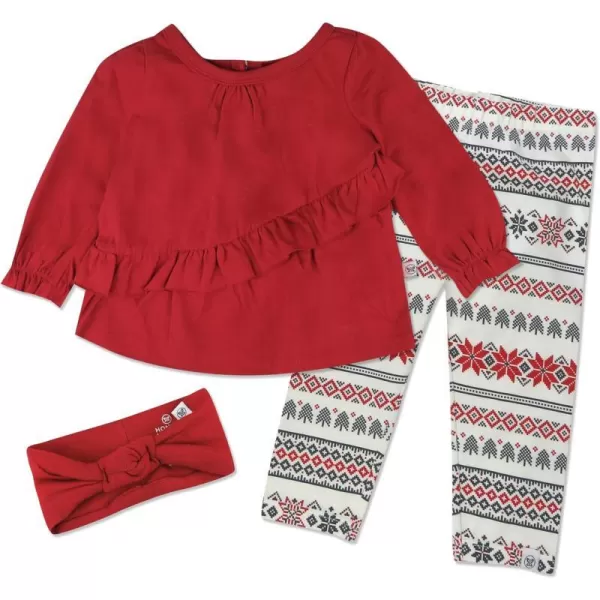 HonestBaby Fashion Outfit Sets Tops and Bottoms 100 Organic Cotton for Baby and Toddler Girls3 Fairisle Ivory Set
