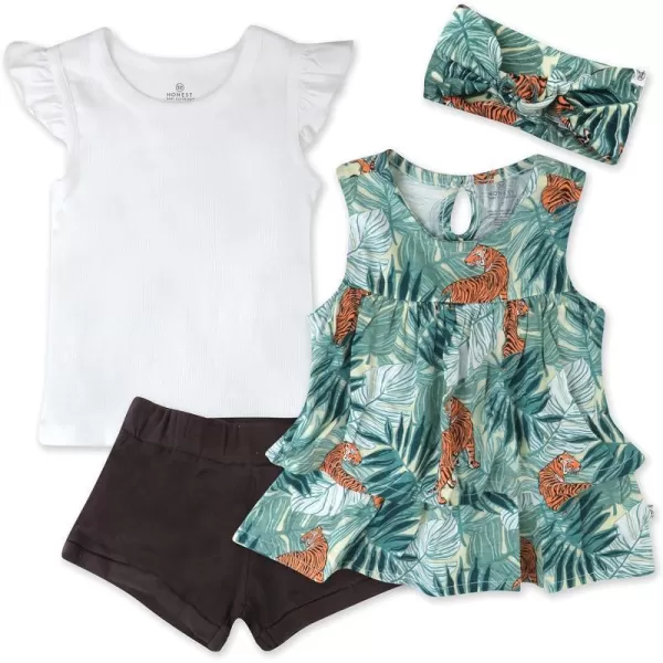 HonestBaby Fashion Outfit Sets Tops and Bottoms 100 Organic Cotton for Baby and Toddler Girls4 Tiger Time