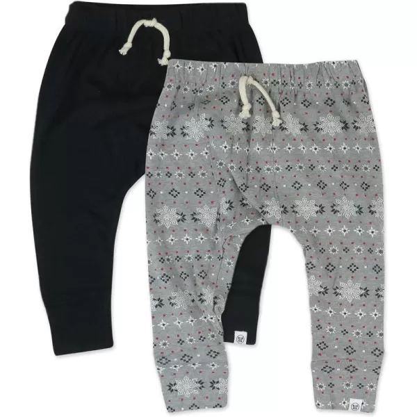 HonestBaby Multipack Honest Pants Joggers Pull on Organic Cotton for Infant Baby and Toddler Boys Girls Unisex Legacy2pack Fair Isle Gray