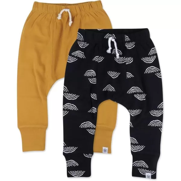 HonestBaby Multipack Honest Pants Joggers Pull on Organic Cotton for Infant Baby and Toddler Boys Girls Unisex Legacy2pack Rainbow Geo Black