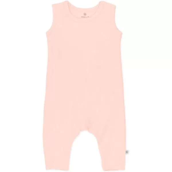 HonestBaby Organic Cotton Chunky Rib Sleeveless Romper LegacyPeach Skin