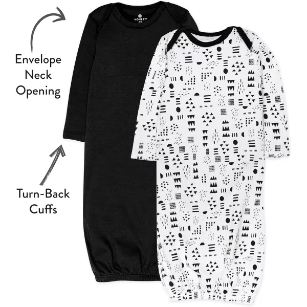 HonestBaby 2Pack Sleeper Gowns Layette Sets 100 Organic Cotton for Newborn Baby Boys Girls UnisexPattern Play
