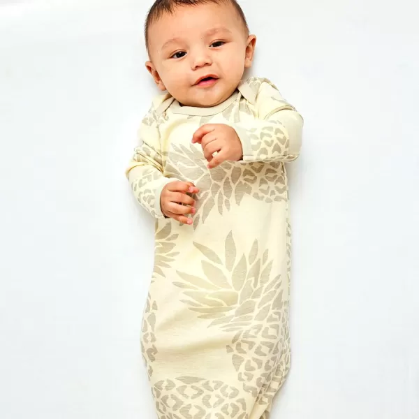 HonestBaby 2Pack Sleeper Gowns Layette Sets 100 Organic Cotton for Newborn Baby Boys Girls UnisexPineapple Leaf