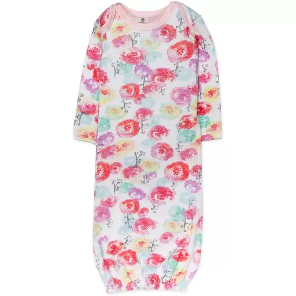 HonestBaby 2Pack Sleeper Gowns Layette Sets 100 Organic Cotton for Newborn Baby Boys Girls UnisexRose Blossom