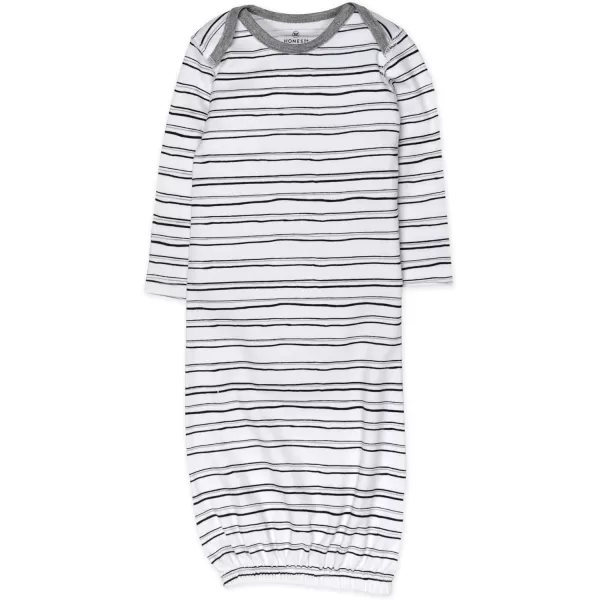 HonestBaby 2Pack Sleeper Gowns Layette Sets 100 Organic Cotton for Newborn Baby Boys Girls UnisexSketchy Stripe