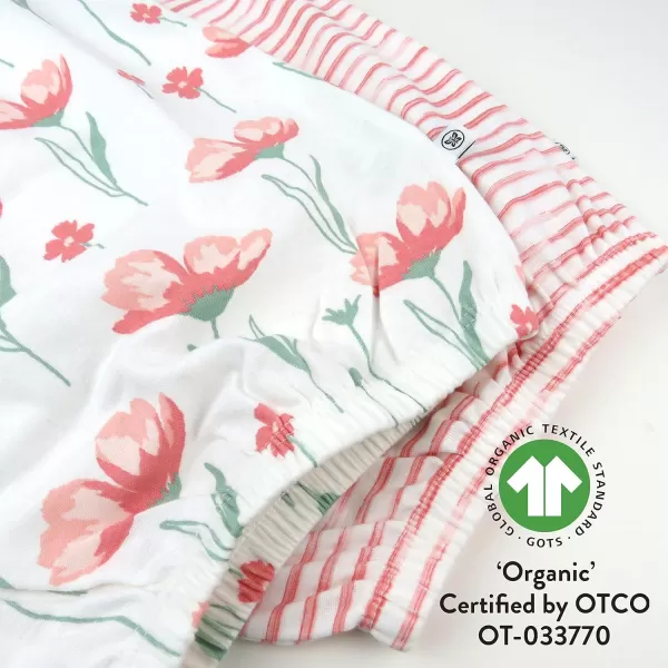 HonestBaby 2Pack Sleeper Gowns Layette Sets 100 Organic Cotton for Newborn Baby Boys Girls UnisexStrawberry Pink Floral