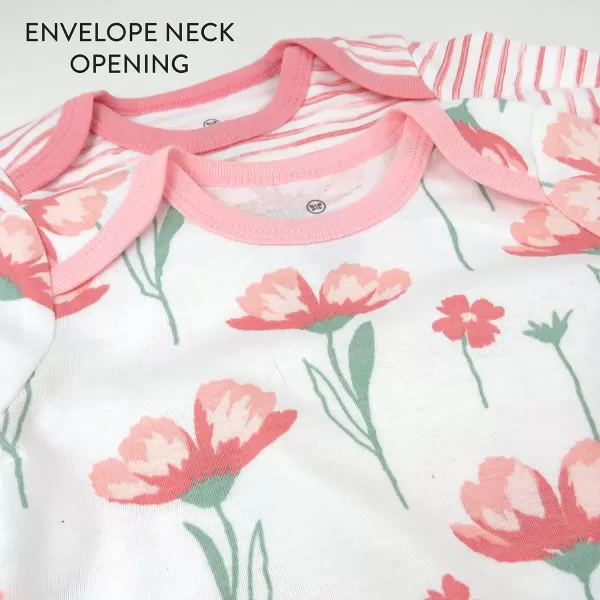 HonestBaby 2Pack Sleeper Gowns Layette Sets 100 Organic Cotton for Newborn Baby Boys Girls UnisexStrawberry Pink Floral