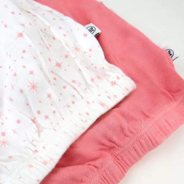 HonestBaby 2Pack Sleeper Gowns Layette Sets 100 Organic Cotton for Newborn Baby Boys Girls UnisexTwinkle Star WhitePink