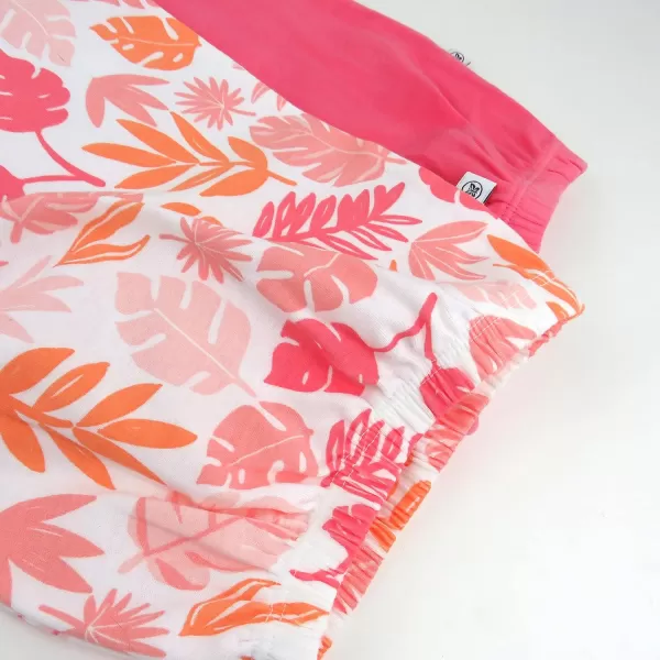HonestBaby 2Pack Sleeper Gowns Layette for Infant Boys Girls Unisex Baby 100 Organic CottonJungle Leaves Pink