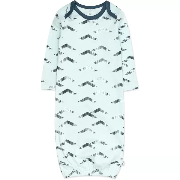 HonestBaby 2Pack Sleeper Gowns Layette for Infant Boys Girls Unisex Baby 100 Organic CottonPainted Buffalo Navy Blue