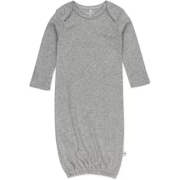 HonestBaby 2Pack Sleeper Gowns Layette for Infant Boys Girls Unisex Baby 100 Organic CottonPattern PlayHeather Gray